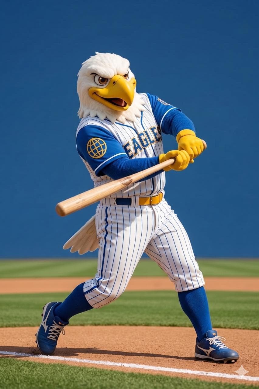 Mascote da High Line, a águia, em uniforme de beisebol